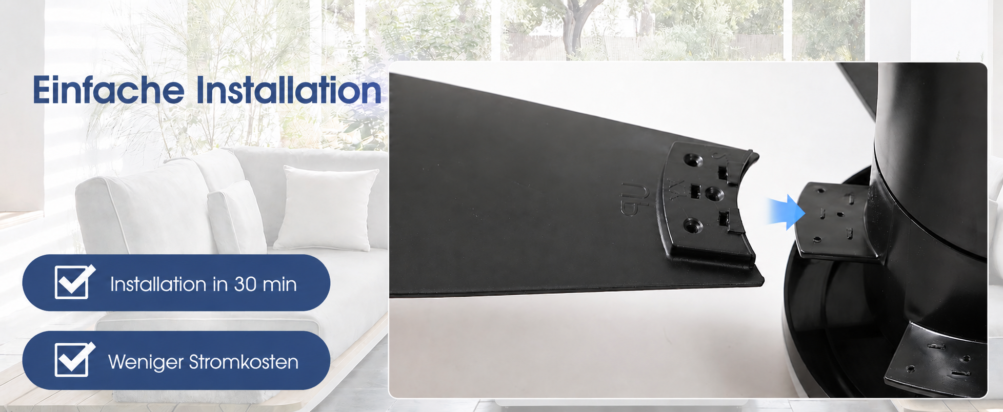 Produktansicht: Kviflon Deckenventilator Schwarz 91 cm mit LED und leisem DC-Motor