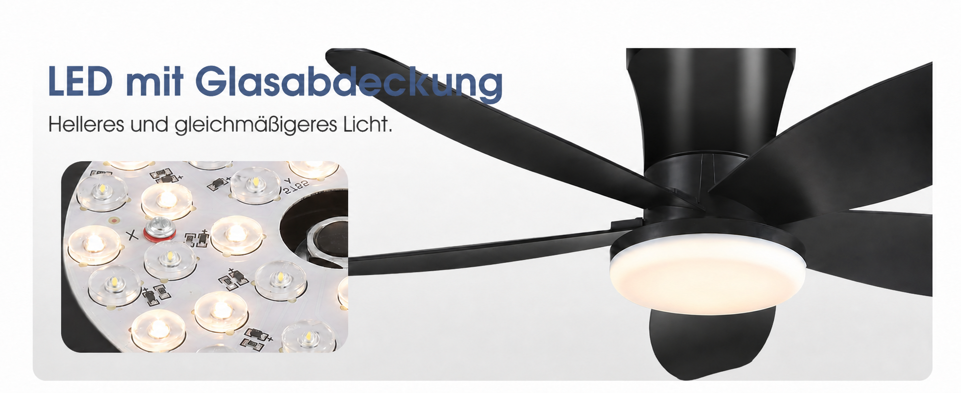 Produktansicht: Kviflon Deckenventilator Schwarz 91 cm mit LED und leisem DC-Motor