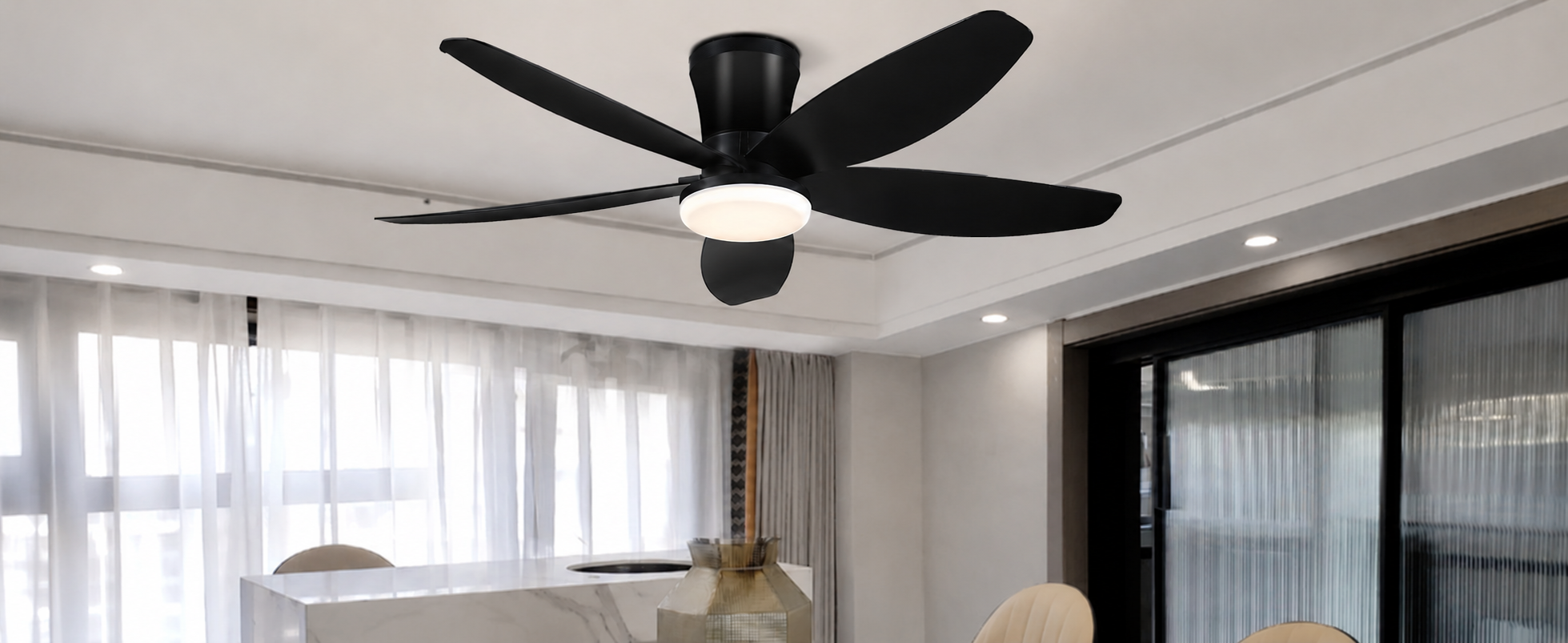 Produktansicht: Kviflon Deckenventilator Schwarz 107 cm mit LED und leisem DC-Motor