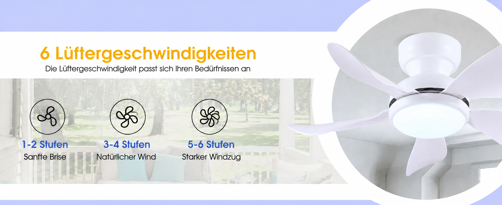 Produktansicht: Kviflon Kompakter Deckenventilator Weiß 81 cm mit LED und leisem DC-Motor