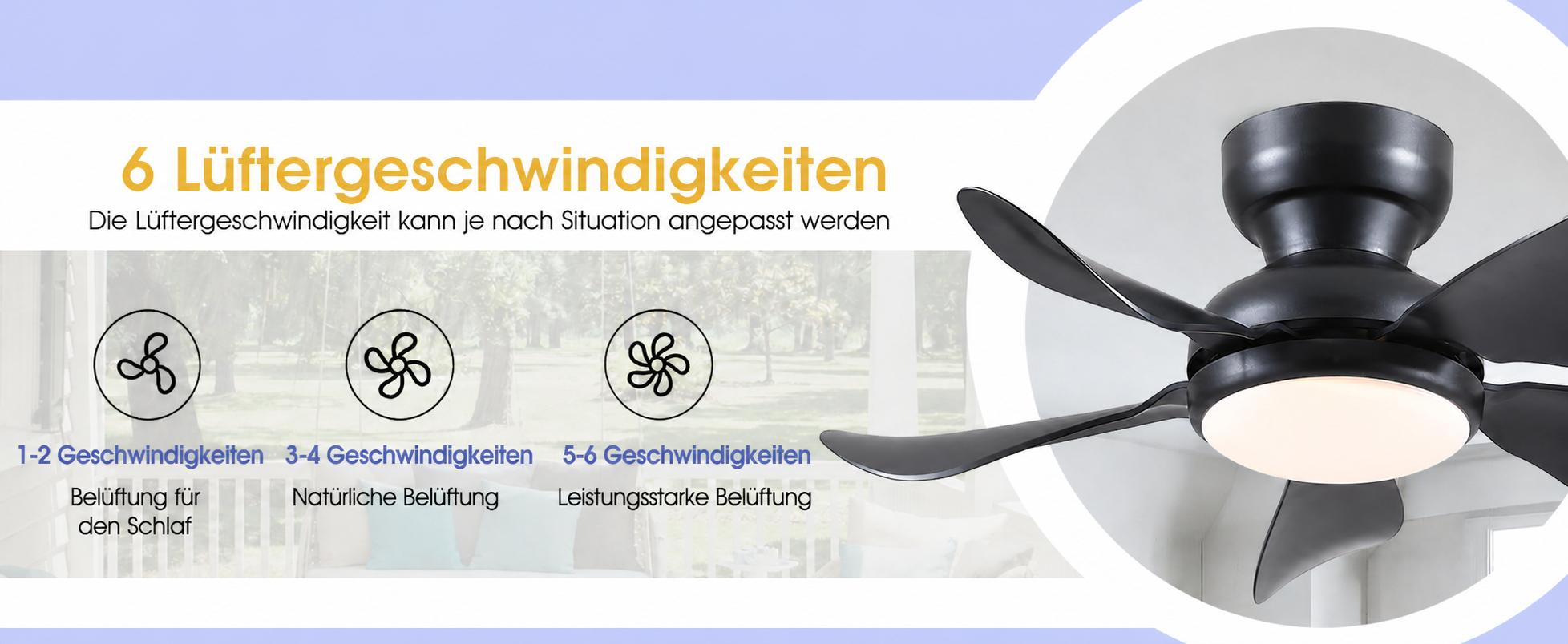Produktansicht: Kviflon Kompakter Deckenventilator Schwarz 81 cm mit LED und leisem DC-Motor