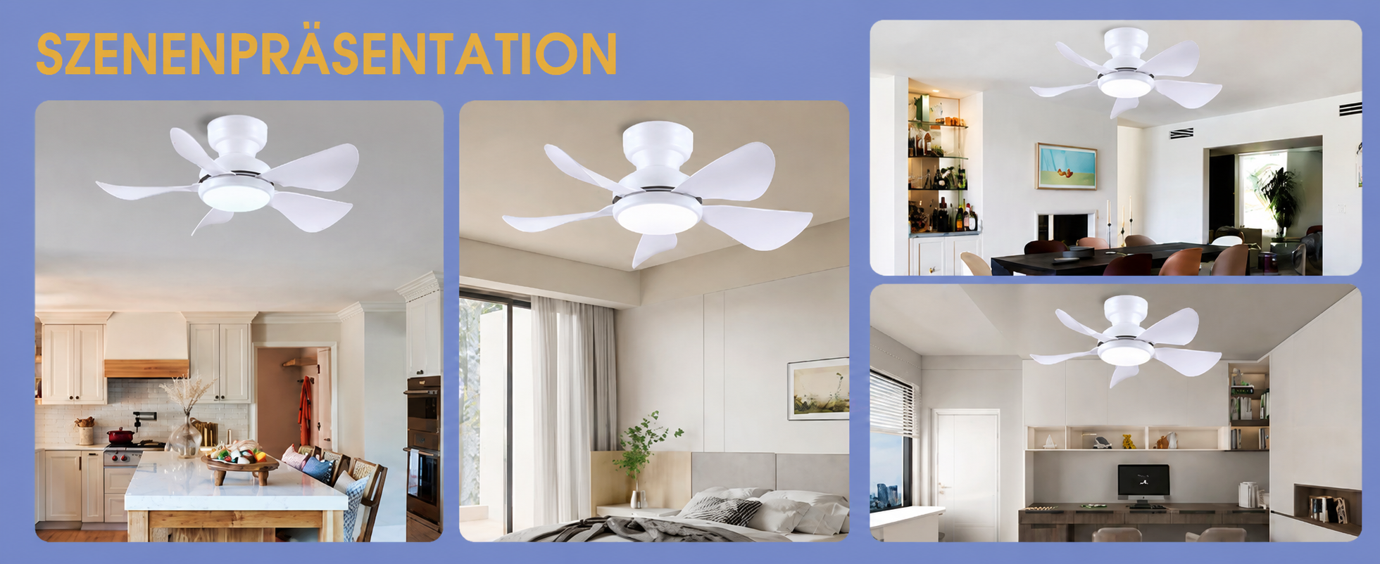 Produktansicht: Kviflon Kompakter Deckenventilator Weiß 81 cm mit LED und leisem DC-Motor