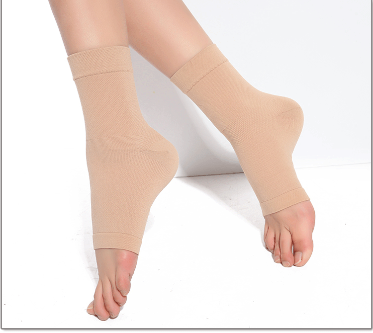 thumbnail image 5 of Paquete de 3 tobilleras de compresión con puntera abierta, calcetines de compresión para hinchazón, fascitis plantar, esguince, nano ortesis para mujeres y hombres, color beige M, 5 of 5