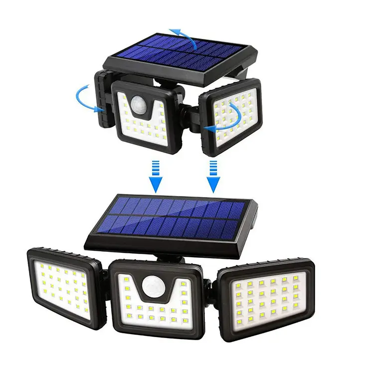 thumbnail image 5 of Luces solares 2 paquetes, lámpara 108 LED 3 cabezales ajustables Luz LED solar para exteriores, lámpara solar para exteriores con sensor de movimiento para jardín, patio (2 unidades), 5 of 5