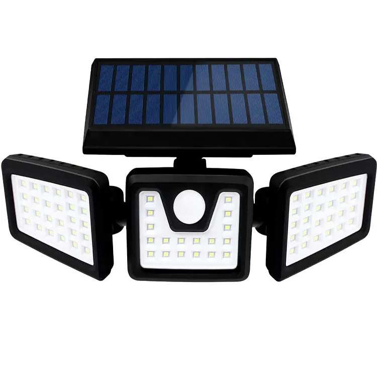 thumbnail image 4 of Luces solares 2 paquetes, lámpara 108 LED 3 cabezales ajustables Luz LED solar para exteriores, lámpara solar para exteriores con sensor de movimiento para jardín, patio (2 unidades), 4 of 5