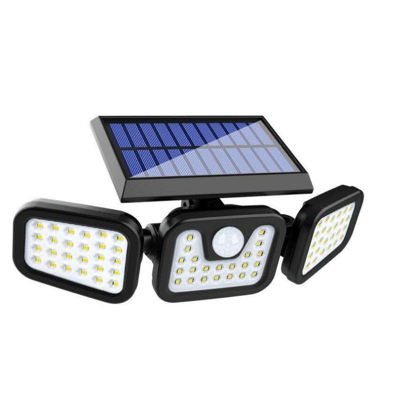thumbnail image 2 of Luces solares 2 paquetes, lámpara 108 LED 3 cabezales ajustables Luz LED solar para exteriores, lámpara solar para exteriores con sensor de movimiento para jardín, patio (2 unidades), 2 of 5