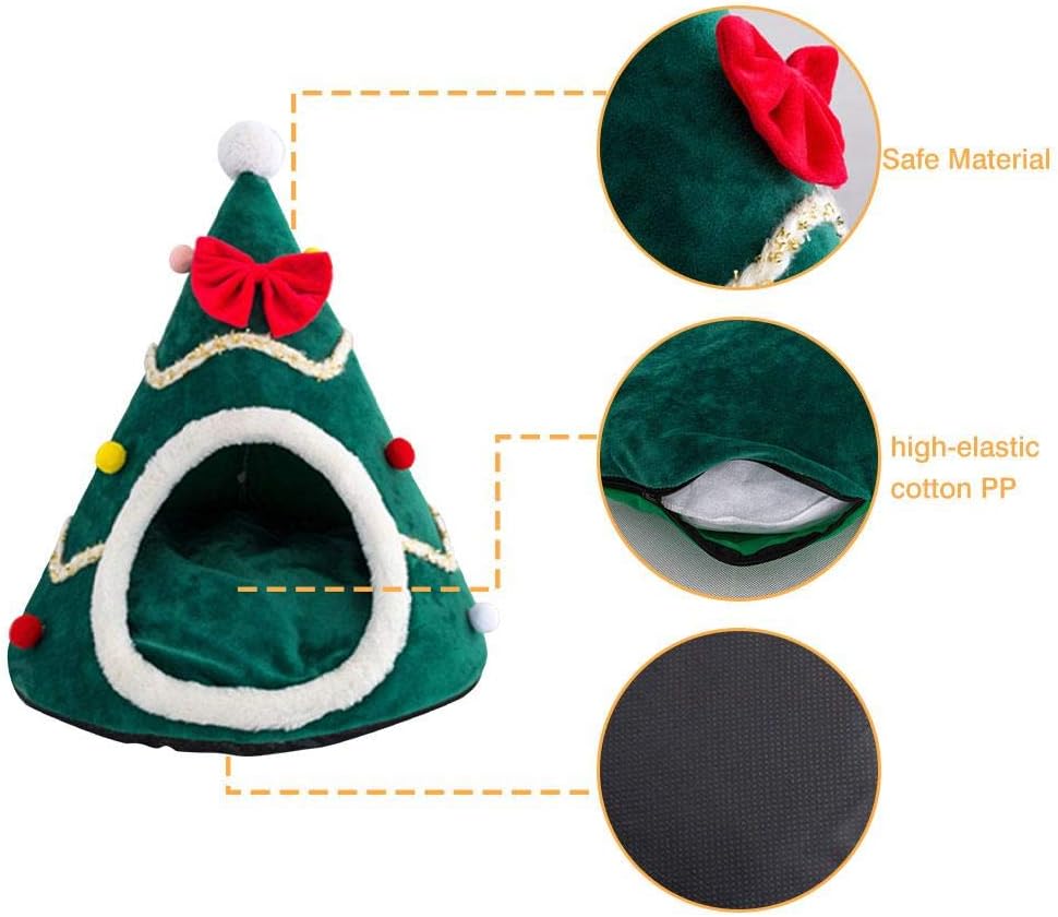 thumbnail image 5 of Perrera para Gatos y Perros-Perrera para Mascotas Plegable y Cerrada con Forma de árbol de Navidad para Mantener el Calor en otoño e Invierno Casa para Gatos de Moda l, 5 of 5