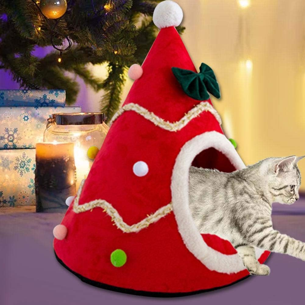 thumbnail image 3 of Perrera para Gatos y Perros-Perrera para Mascotas Plegable y Cerrada con Forma de árbol de Navidad para Mantener el Calor en otoño e Invierno Casa para Gatos de Moda l, 3 of 5