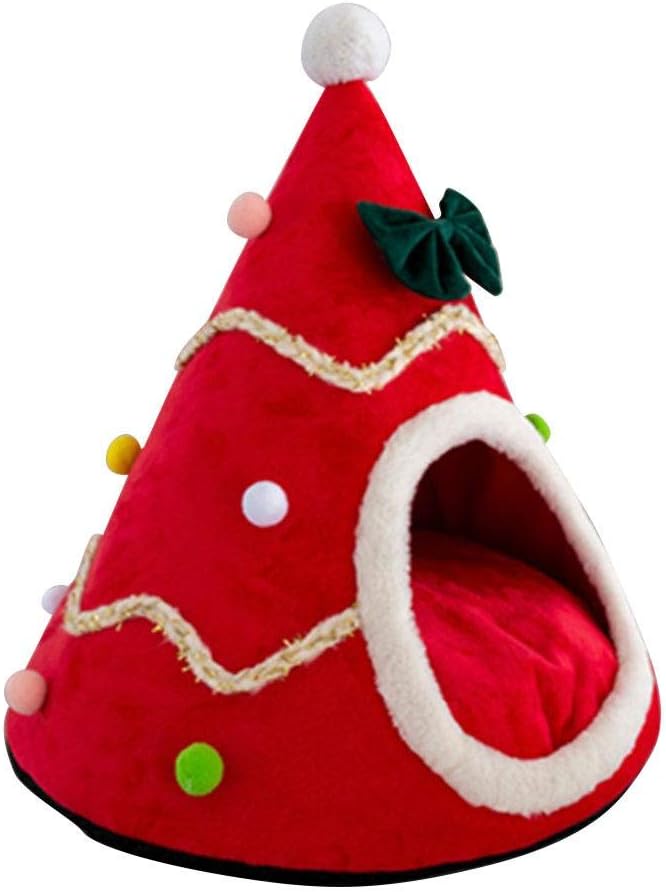 thumbnail image 1 of Perrera para Gatos y Perros-Perrera para Mascotas Plegable y Cerrada con Forma de árbol de Navidad para Mantener el Calor en otoño e Invierno Casa para Gatos de Moda l, 1 of 5