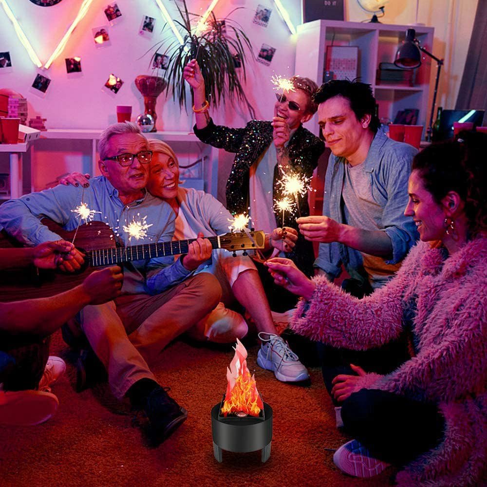 thumbnail image 3 of Lámpara de llama falsa 3D, fogata eléctrica Lámpara de mesa de llama parpadeante artificial Luz de fuego falsa Luz de efecto de escenario de llama realista para Halloween, 3 of 5
