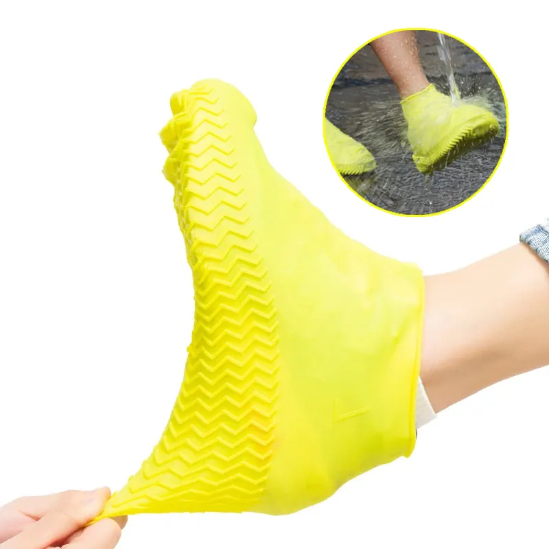 thumbnail image 3 of Fundas de silicona impermeables para zapatos para la lluvia, cubiertas de goma antideslizantes reutilizables para zapatos de lluvia, zapatos de ciclismo para mujeres, niños (amarillo mediano, 3 of 4