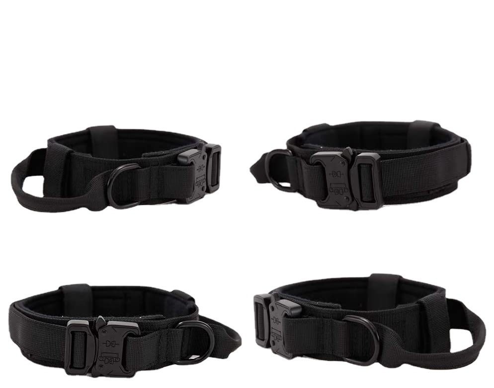 thumbnail image 2 of DAGANXI Collar táctico para perro, collar de nailon ajustable para entrenamiento militar con asa de control y hebilla de metal pesado para perros medianos y grandes, con parches y estuche (M, 2 of 5