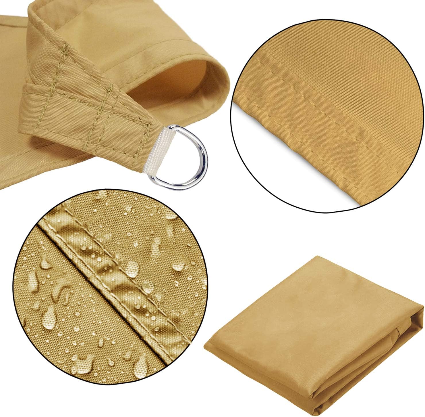 thumbnail image 4 of Lona de fibra de poliéster Lona Oxford impermeable y protección UV. Vela de sombra rectangular amarillo arena 2x5m, 4 of 4