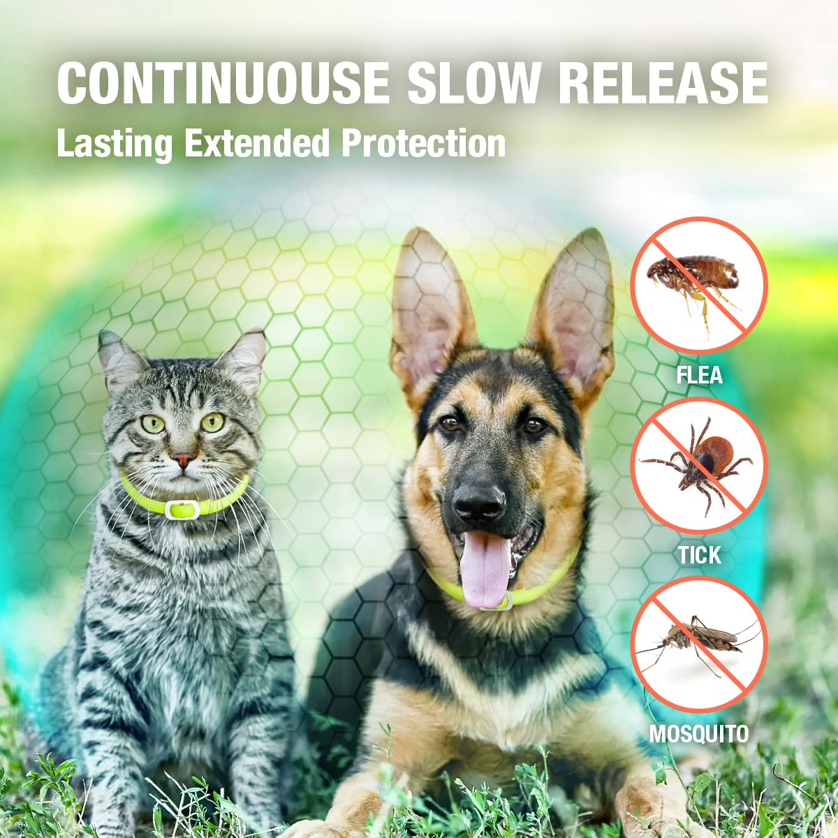 Repelente de Collar para Perros y Gatos Verde, Fórmula Incorporada a Base de Pantalón, Fuerte Repelencia, Liberación Lenta, Disuasión y Protección Duraderas, Aroma Agradable, Impermeable, 2
