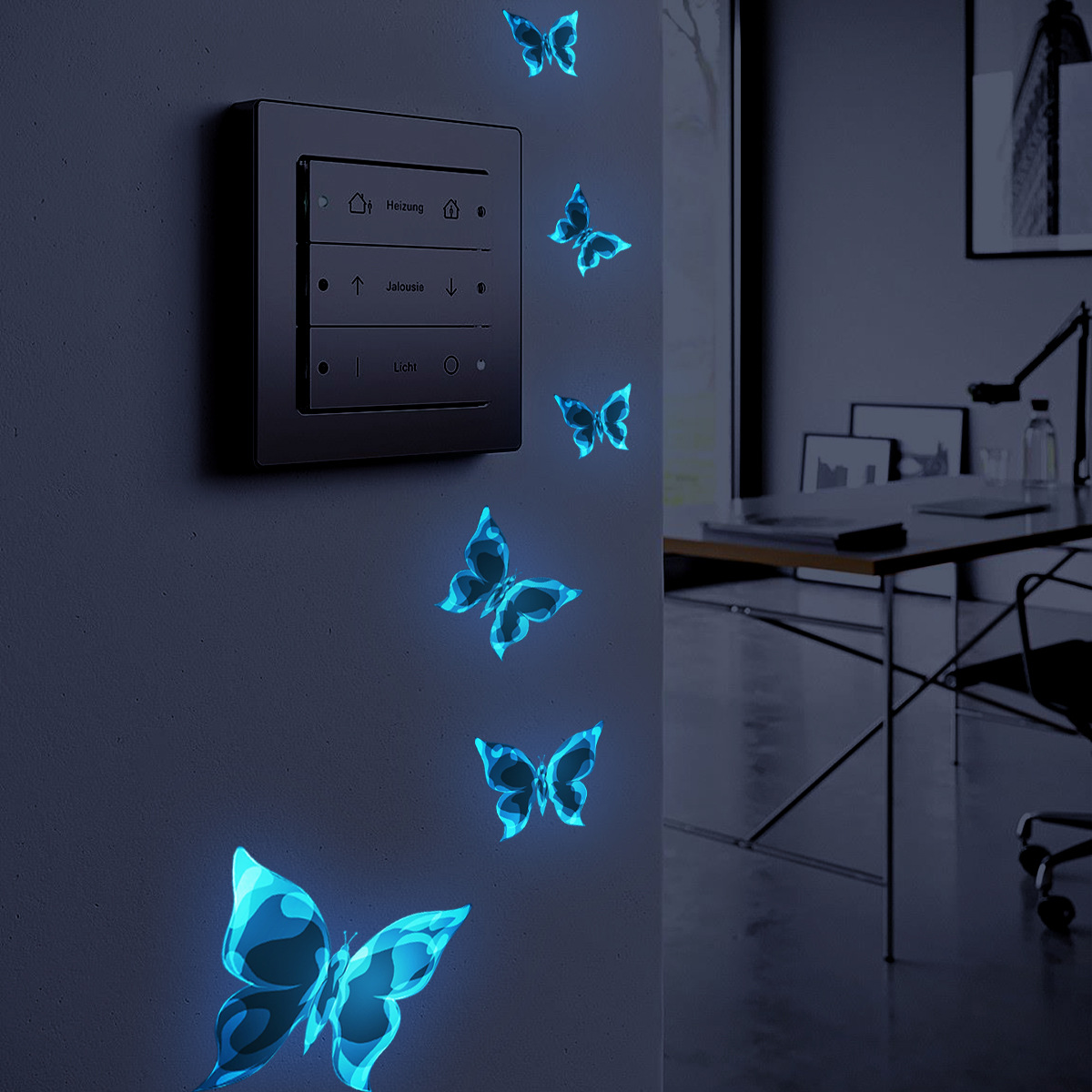 thumbnail image 3 of 6 Piezas de Calcomanías de Pared de Mariposas Luminosas, Arte de Pared Colorido, Decoración de Mariposas, Calcomanías de Pared que Brillan en la Oscuridad, para Niños, Niñas, Dormitorio, Bañ, 3 of 5