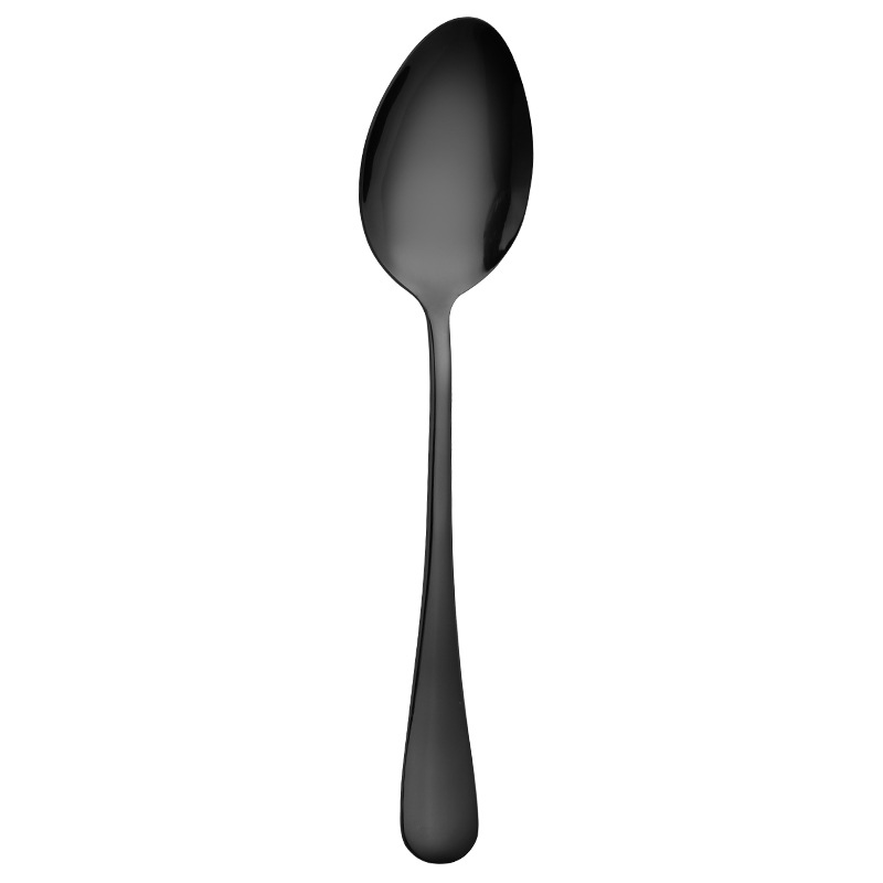 thumbnail image 5 of Cuchara de sopa de titanio puro, cuchara de sopa redonda, cuchara de sopa (negro), cuchillo de mesa, 5 of 5
