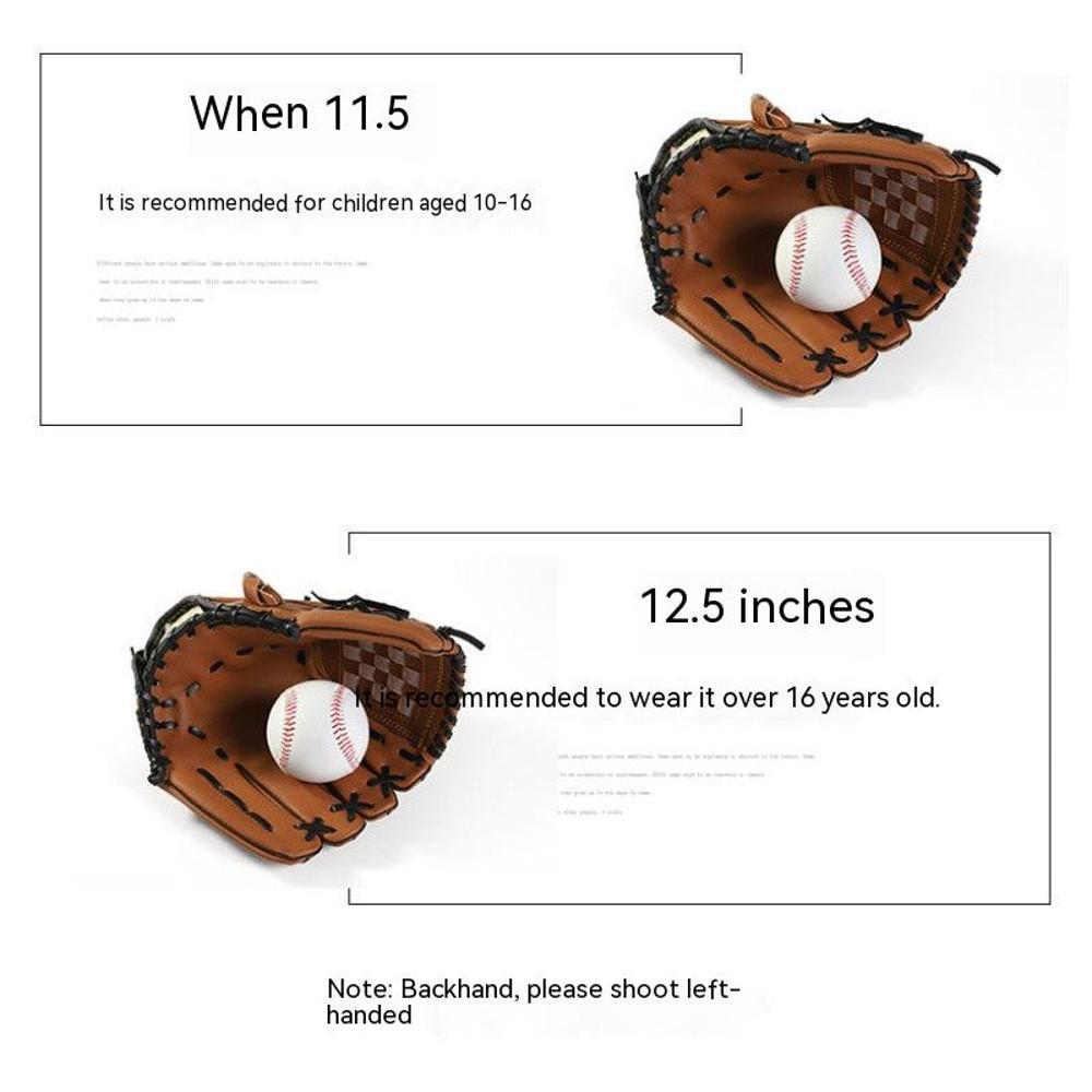 thumbnail image 5 of Guantes de softbol marrones YONGSHENG Catcher de béisbol de cuero PU 11.5 para adolescentes adultos práctica, 5 of 5