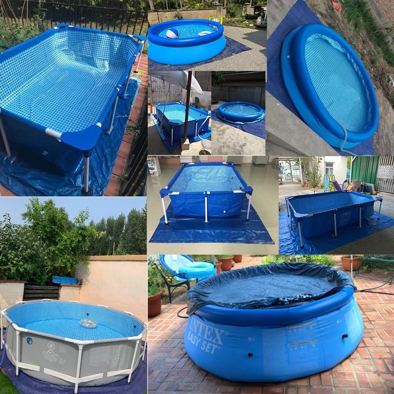 thumbnail image 3 of Cubierta redonda para piscina de 183cm YONGSHENG azul PE resistente al viento lluvia y polvo, 3 of 5