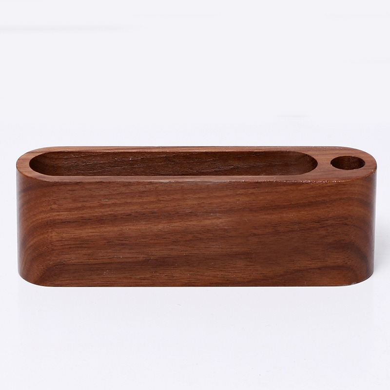 thumbnail image 1 of Soporte de exhibición de tarjetas de visita de madera, caja de almacenamiento, soporte de almacenamiento de escritorio, accesorios de escritorio (nogal negro), 1 of 5