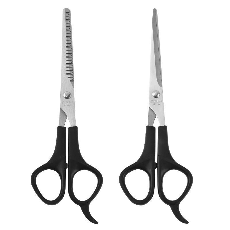 thumbnail image 1 of Tijeras para el cuidado de mascotas Recortadora corporal y facial Cuchillas duraderas de acero inoxidable. Tijeras para cabello largo, medio, corto, grueso y rizado. Juego de 2, 1 of 5