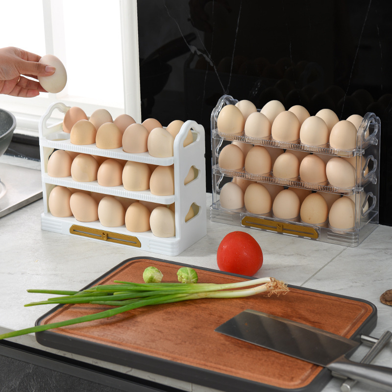 thumbnail image 5 of Caja de huevos verde transparente para refrigerador, bandeja creativa para huevos, caja de almacenamiento para el hogar, estante multicapa para huevos r, 5 of 5