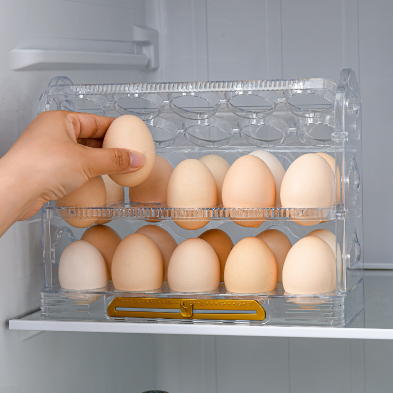thumbnail image 2 of Caja de huevos verde transparente para refrigerador, bandeja creativa para huevos, caja de almacenamiento para el hogar, estante multicapa para huevos r, 2 of 5