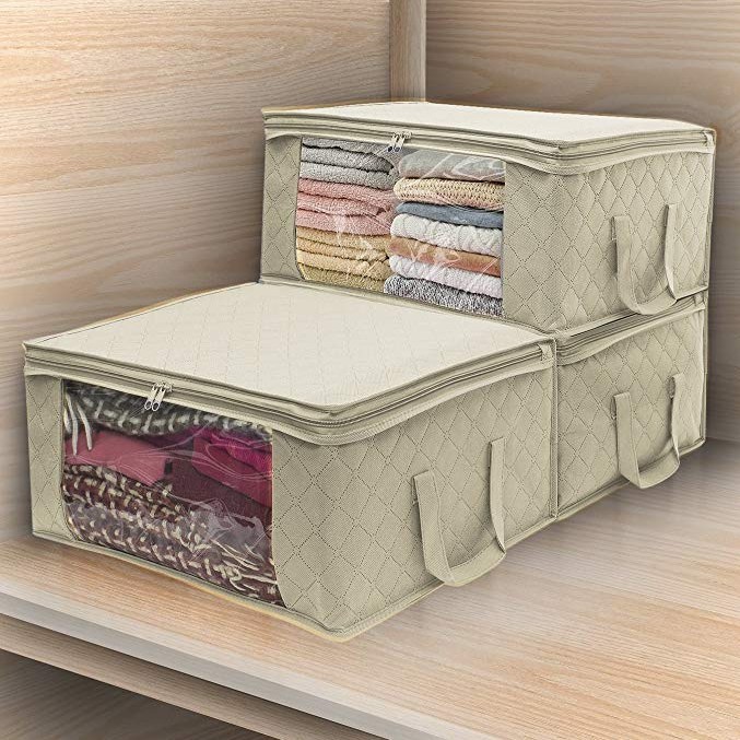 thumbnail image 3 of Bolsa De Almacenamiento YONGSHENG 3 Piezas Caja De Almacenamiento De Ropa Plegable 48 x 35 x 20 cm Beige, 3 of 5