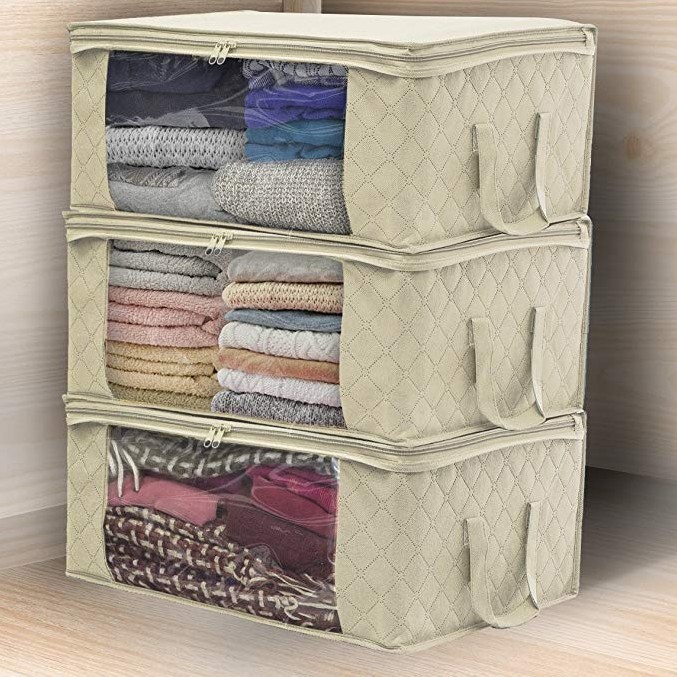 thumbnail image 2 of Bolsa De Almacenamiento YONGSHENG 3 Piezas Caja De Almacenamiento De Ropa Plegable 48 x 35 x 20 cm Beige, 2 of 5
