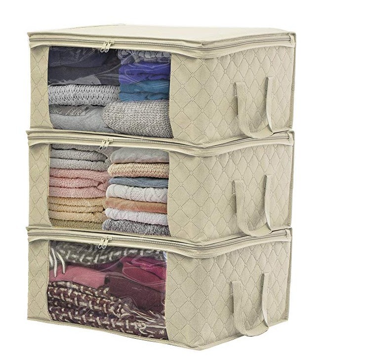 thumbnail image 1 of Bolsa De Almacenamiento YONGSHENG 3 Piezas Caja De Almacenamiento De Ropa Plegable 48 x 35 x 20 cm Beige, 1 of 5