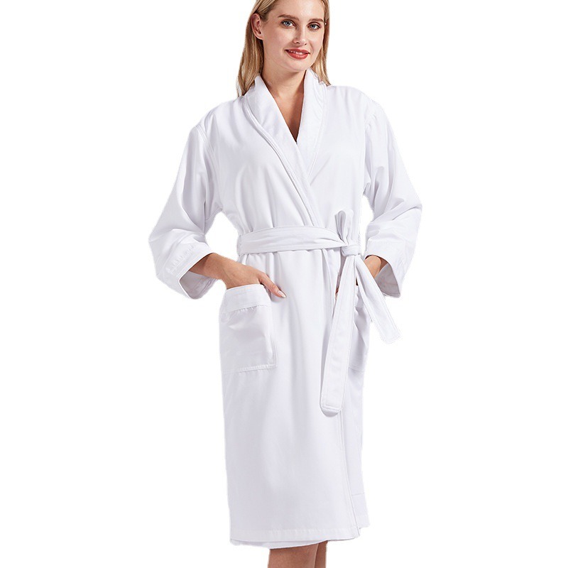 thumbnail image 5 of Albornoz de baño de algodón para mujer,Albornoz de baño de tejido unisex de algodón de fibra larga de primera calidad,La tela absorbe el agua, 5 of 5