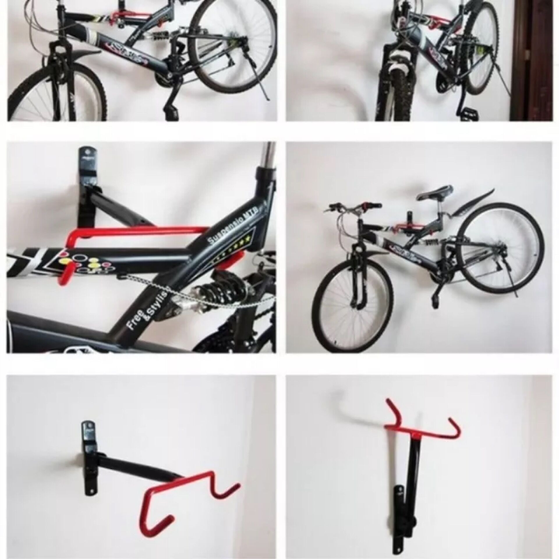 thumbnail image 2 of Soporte de pared para bicicleta, colgador plegable para almacenamiento de bicicletas, estante Horizontal para bicicletas, gancho para garaje, cobertizo interior, 2 of 5