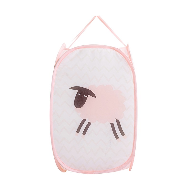 thumbnail image 1 of Cesto plegable rosa con asa, cesta de almacenamiento de ropa sucia, cesta de lavandería, cesta de malla para la colada, portátil, puede poner ropa, 1 of 5
