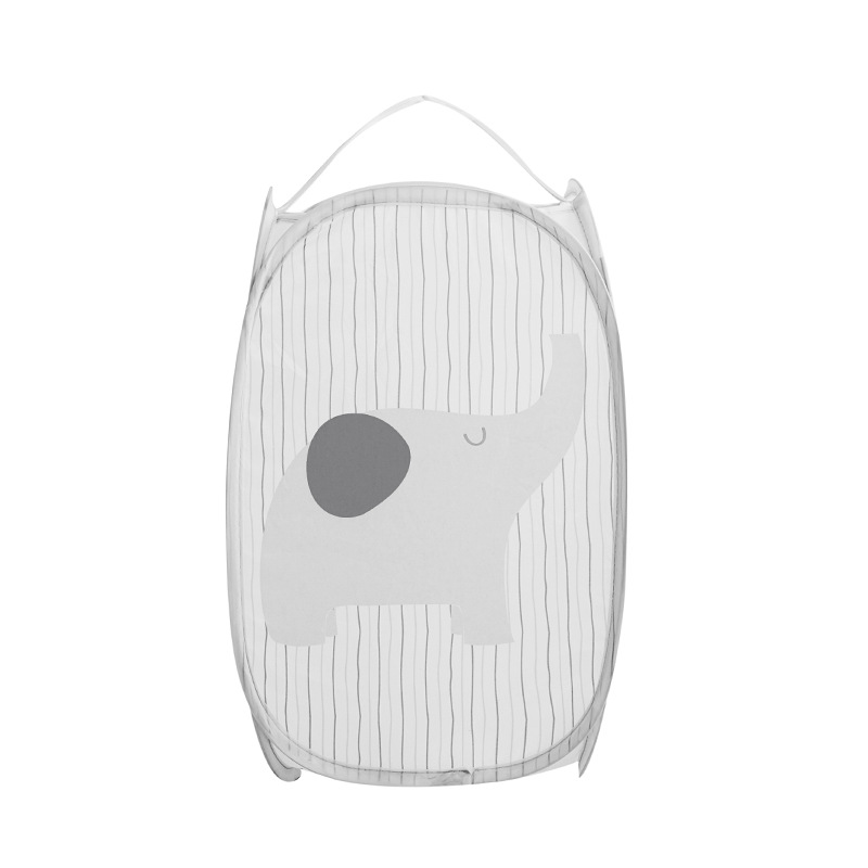 Cesto plegable gris con asa, cesta de almacenamiento de ropa sucia, cesta de lavandería, cesta de malla para la colada, portátil, puede poner ropa
