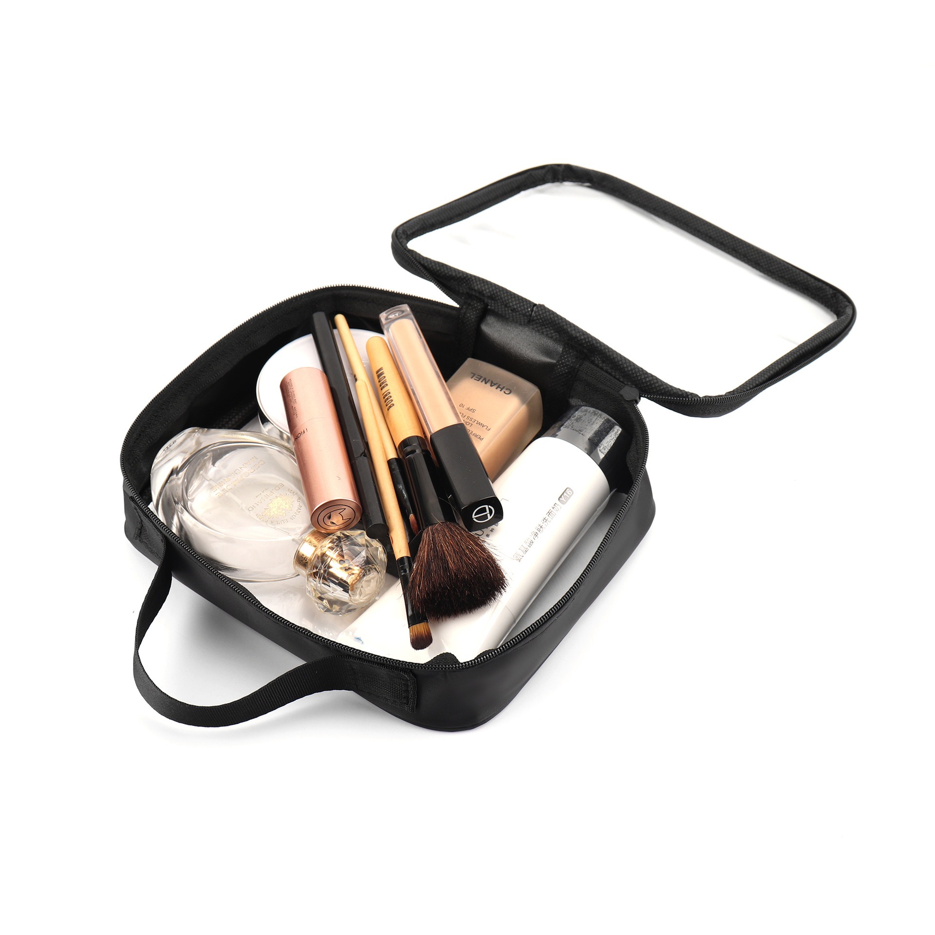 thumbnail image 3 of Bolsa de cosméticos transparente con cremallera, bolsa de maquillaje de viaje, regla de línea aérea, bolsa de líquido de vuelo para llevar, 3 of 5
