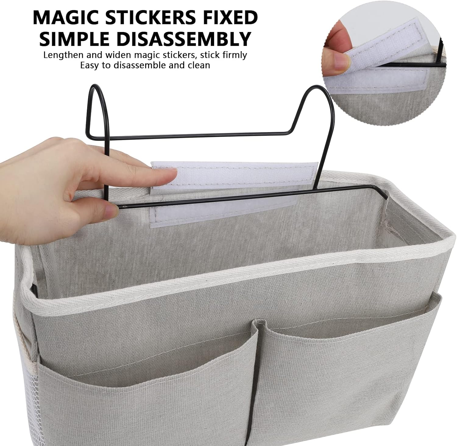 thumbnail image 2 of Bolsa organizadora para mesita de noche, organizador de almacenamiento para cama colgante impermeable, organizador de bolsillo para dormitorio, Cana, 1 unidad, 2 of 5