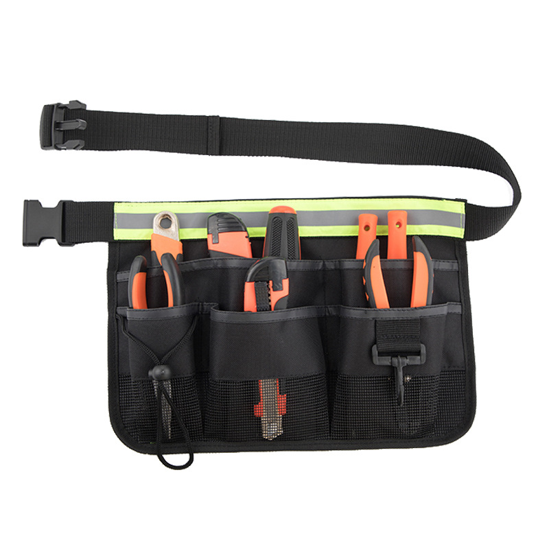 thumbnail image 1 of Bolsa de herramientas negra, riñonera multifuncional impermeable y resistente al desgaste para mantenimiento y construcción con cinturón extraíble, 1 of 5