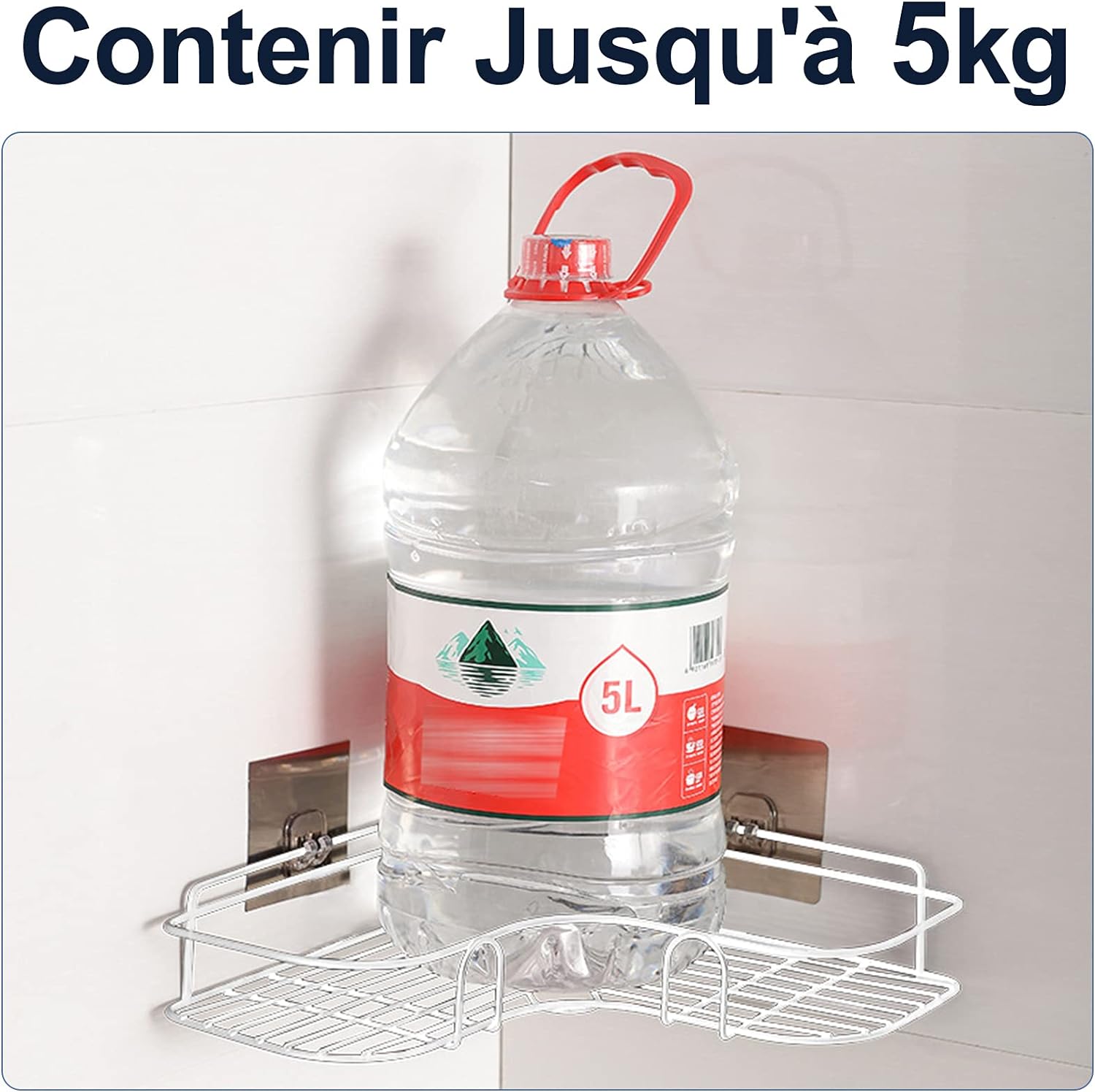 thumbnail image 3 of Estante de ducha de esquina, almacenamiento de baño puede soportar 5 kg de peso, estante de ducha sin perforación, inoxidable para cesta de ducha, 3 of 5
