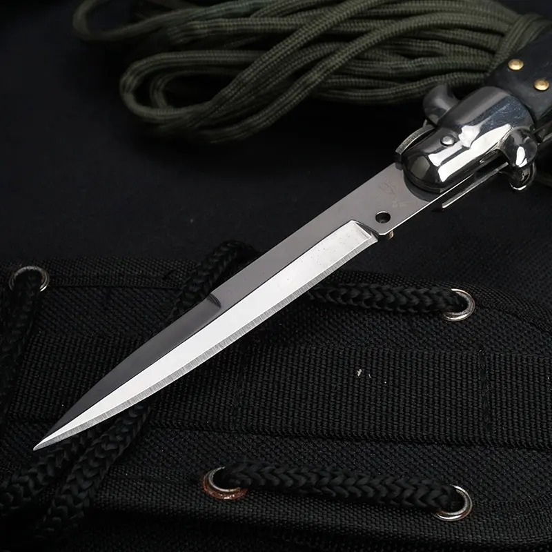 thumbnail image 3 of Navaja de bolsillo plegable para hombre, acabado revestido, hoja con punta caída, fibra de vidrio Grivory negra, mango súper ligero, 3 of 4