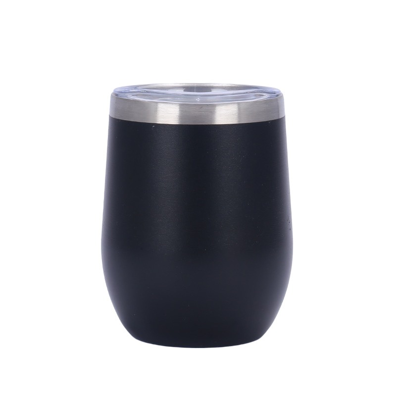 thumbnail image 2 of Vaso de vino aislado, doble pared de acero inoxidable sin tallo, copa de vino aislada de 12 oz, taza de café aislada duradera, para champán, tapa de oficina y juego de pajita (2 unidades, ne, 2 of 4