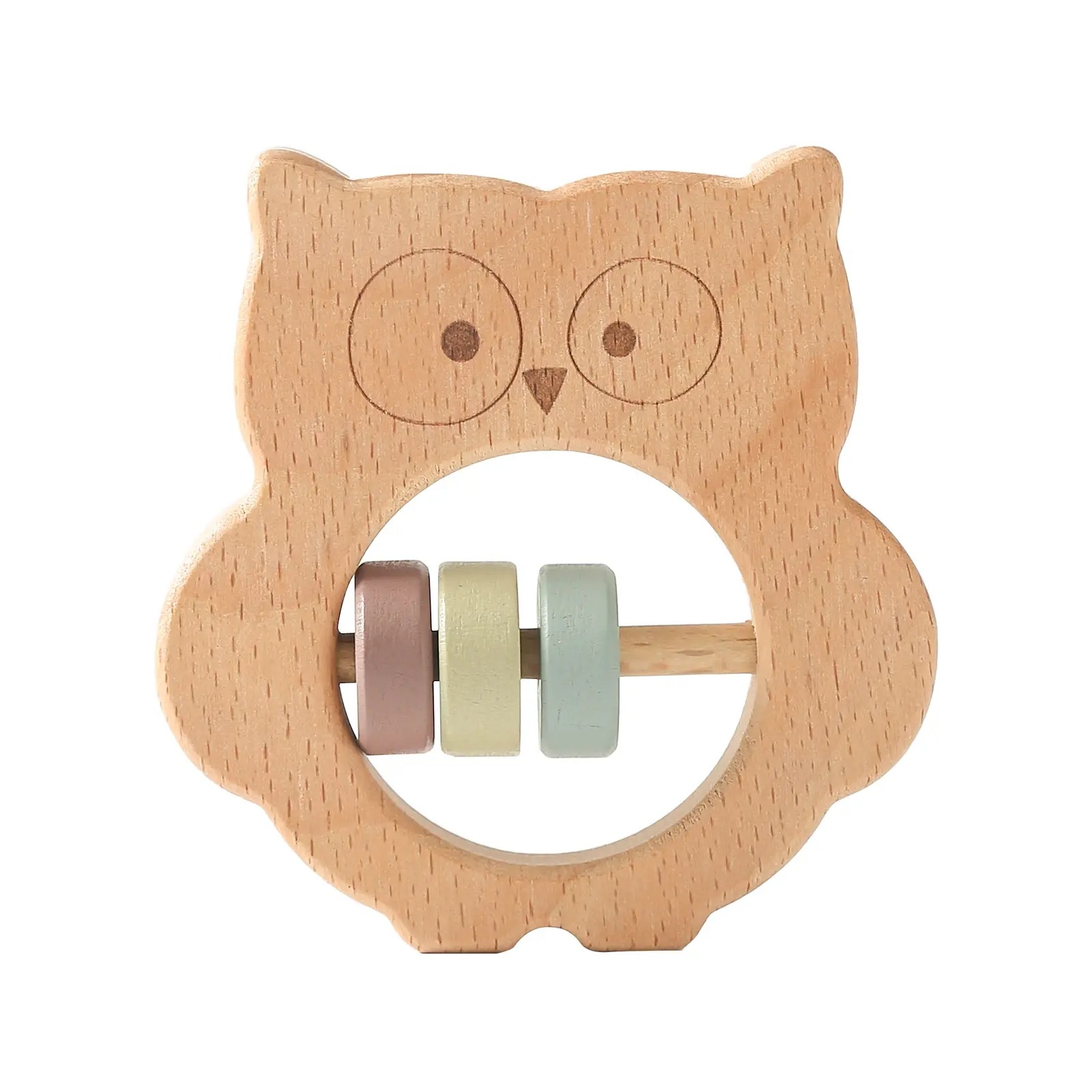 thumbnail image 2 of Sonajero de madera para bebés: juguete mordedor con sonajero de madera, seguro y fácil de agarrar para bebés y niños pequeños durante la dentición, alivia el dolor de la dentición Limitoll, 2 of 4