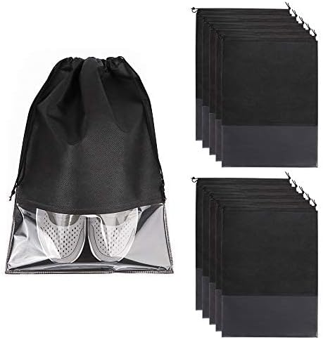 thumbnail image 1 of Bolsa de zapatos de viaje YONGSHENG con ventana transparente impermeable a prueba de POLVO 10 Uds negro, 1 of 5