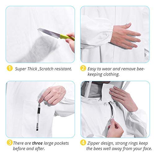 thumbnail image 3 of Traje de apicultura YONGSHENG Cuerpo completo con capucha y velo Algodón L, 3 of 5