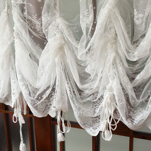 thumbnail image 2 of Cortinas de encaje con globos, cortinas blancas con cordones ajustables, cortinas bordadas semitransparentes de granja para sala de estar, dormitorio, comedor y 1 cortina de tul floral para, 2 of 5