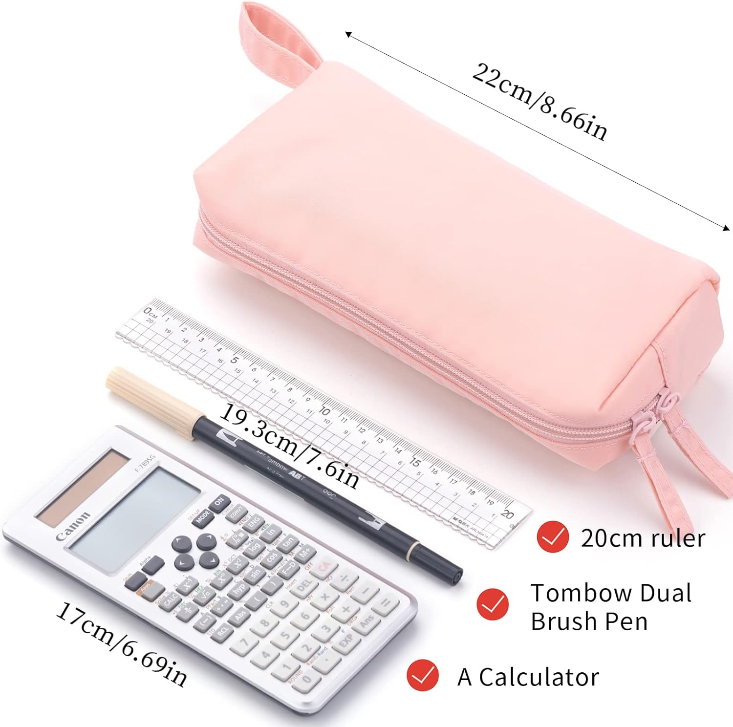 thumbnail image 2 of Estuche para lápices YONGSHENG suave duradero organizador escolar estético rosa 22x60x10CM, 2 of 5