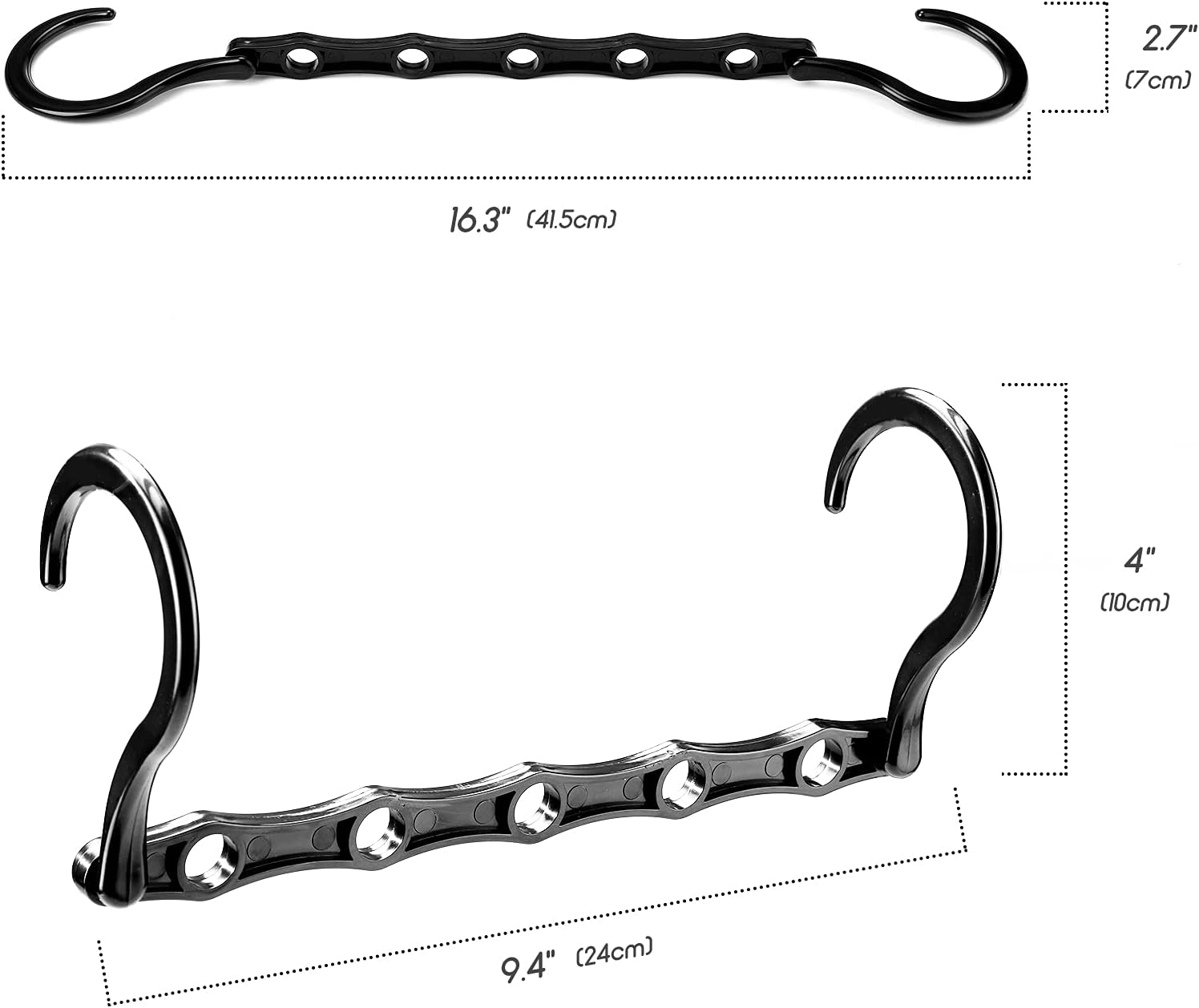 thumbnail image 5 of Juego de 10 perchas mágicas para guardarropa, organizador, almacenamiento de ropa, ahorro de espacio en armarios, negro, 38CM, 5 of 5