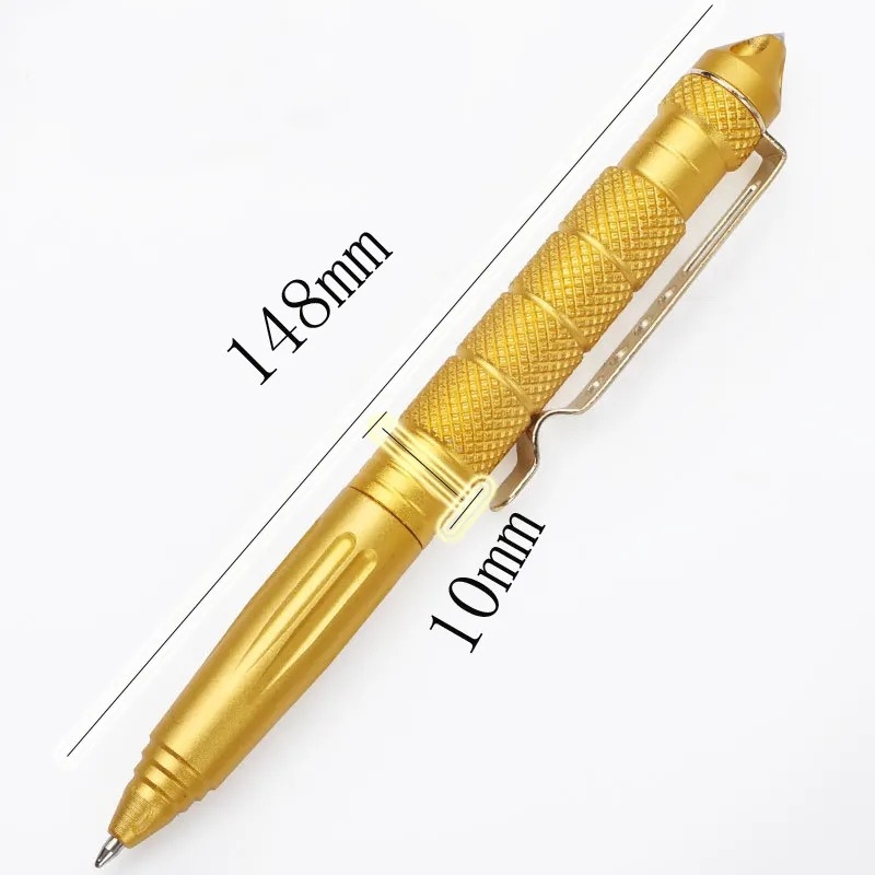 thumbnail image 2 of Bolígrafo táctico con acción de perno de 5,9 pulgadas, barril de aluminio de tamaño compacto, bolígrafo de escritura recargable con tinta para oficina y negocios, dorado, 1 pieza, 2 of 4
