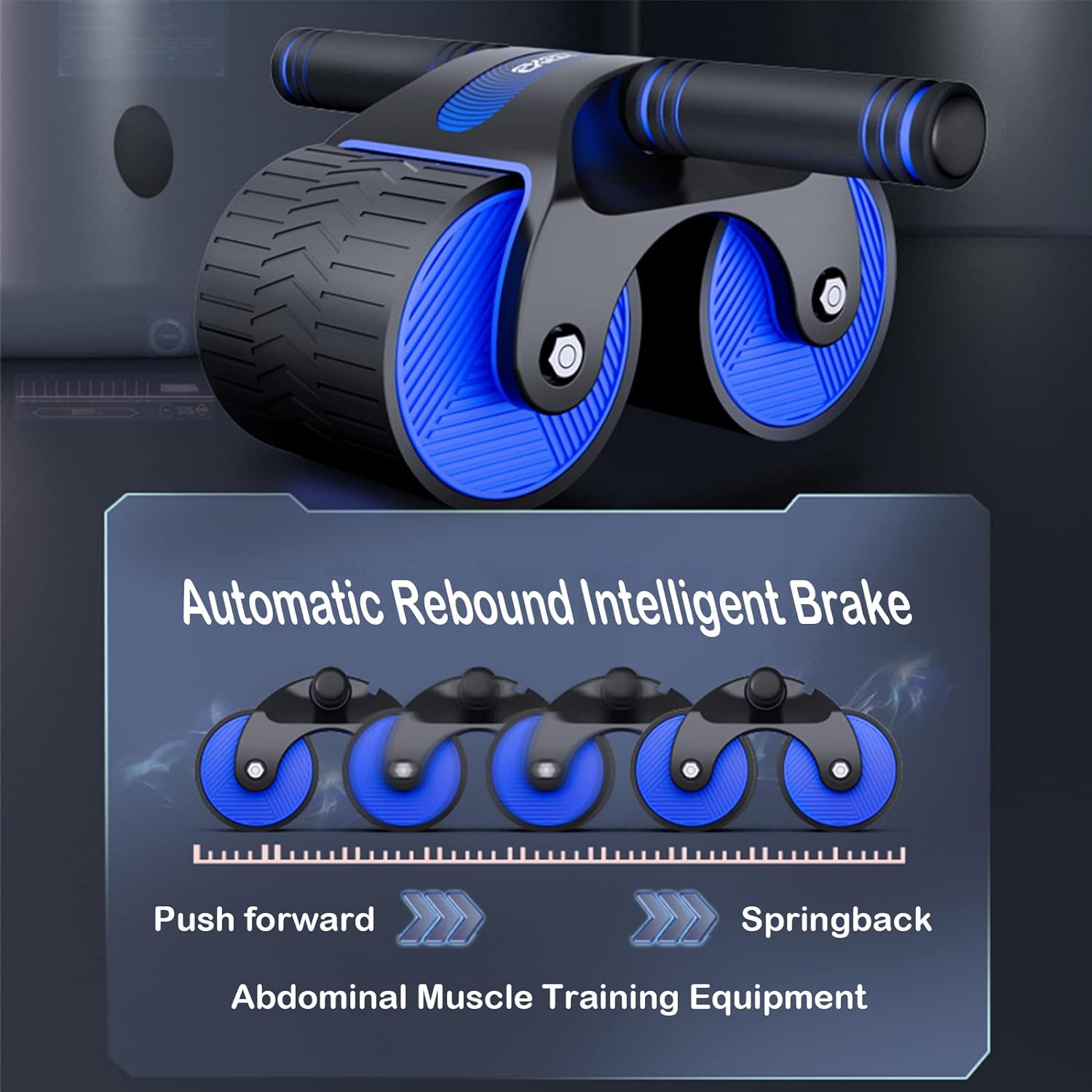 thumbnail image 4 of Rodillo de rueda AB con asistencia de rebote automática y resortes de resistencia Equipo de gimnasio en casa perfecto para hombres y mujeres Ejercicio abdominal Aptitud abdominal (azul), 4 of 5