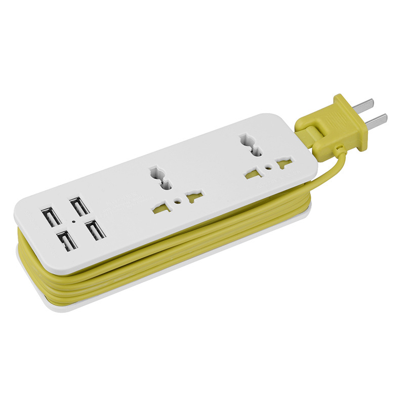 Protector contra sobretensiones para regleta de viaje con 2 salidas, 4 salidas USB, regleta de alimentación de salida de 5 V 4,2 A con cargador de viaje portátil USB, cargador de pared