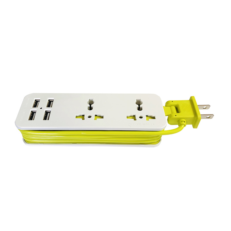 thumbnail image 2 of Protector contra sobretensiones para regleta de viaje con 2 salidas, 4 salidas USB, regleta de alimentación de salida de 5 V 4,2 A con cargador de viaje portátil USB, cargador de pared, 2 of 5