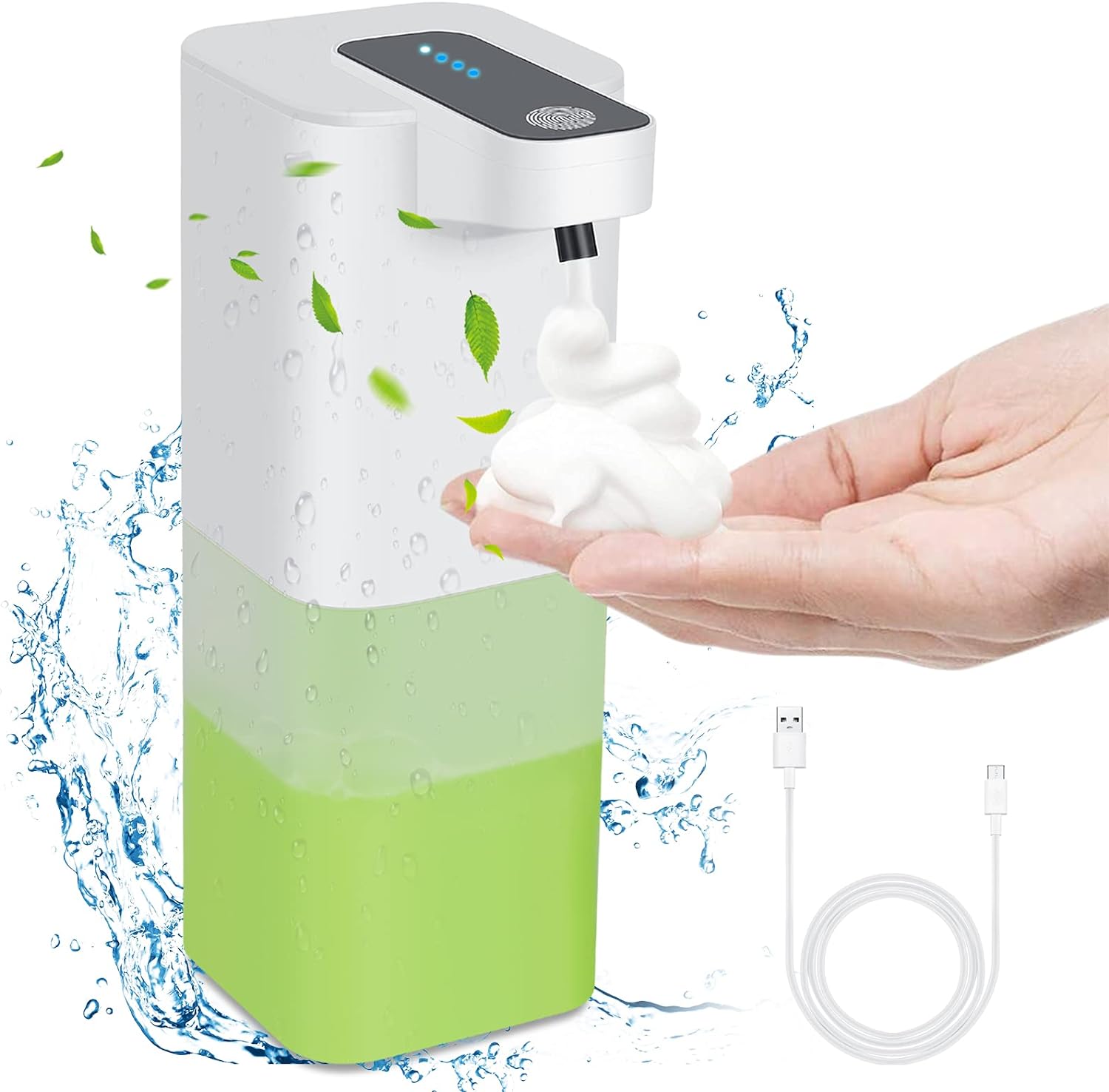 thumbnail image 1 of Dispensador automático de jabón, dispensador de desinfectante de manos sin contacto, 4 velocidades ajustables, velocidad de espuma rápida recargable, 1 of 5